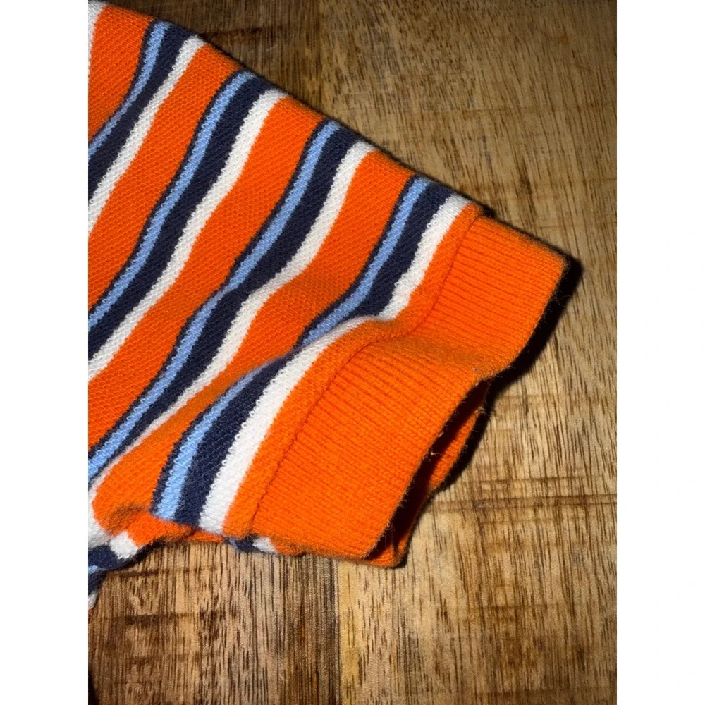 Polo Ralph Lauren Kids Orange Navy Blue Striped Short Sleeve Polo Shirt Size 7